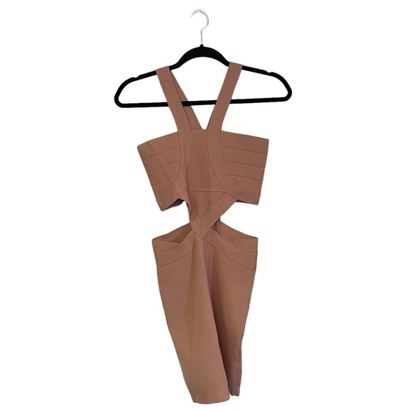 NBD Tan Bandage Cut Out Mini Dress Small - Picture 2 of 7